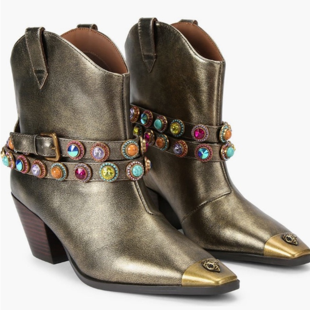 Kurt Geiger Gold Ankle Boots with Colorful Embellishments size39
